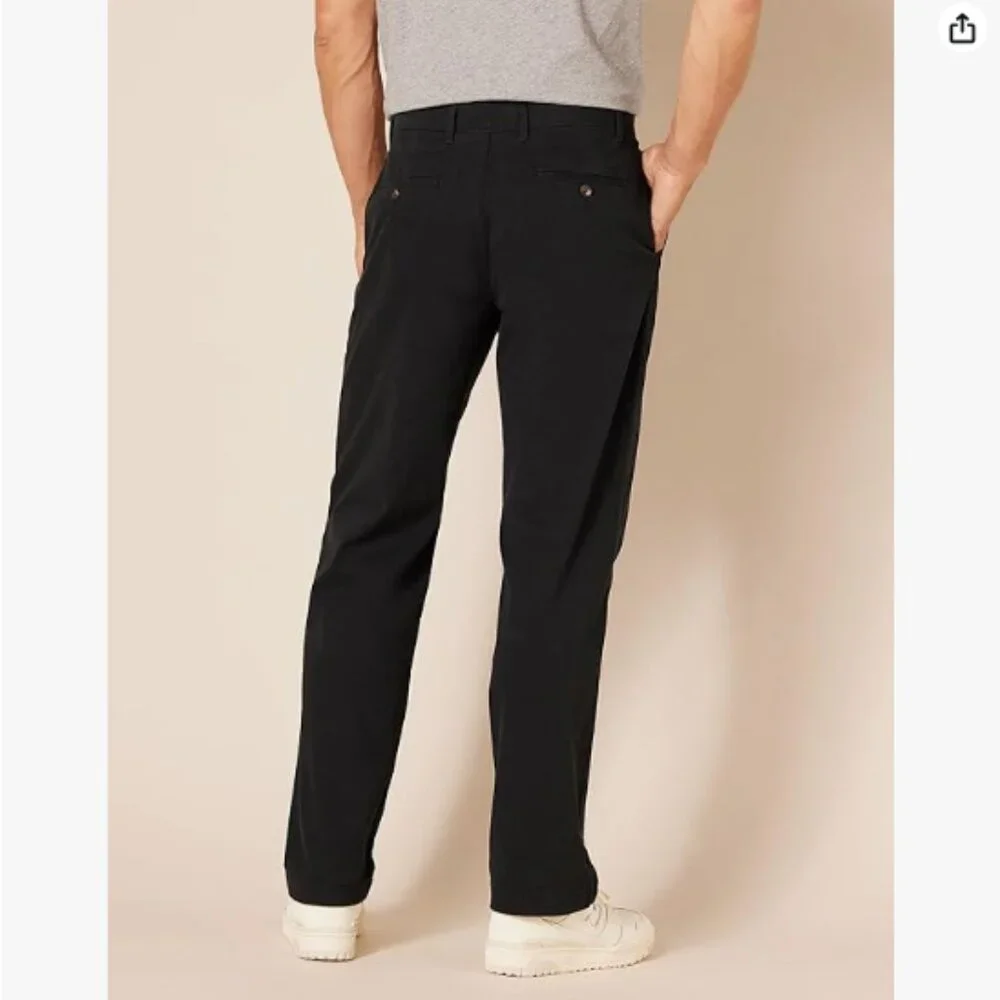 Men's Classic-Fit Casual Stretch Chino Pant, Black, 40W x 28L